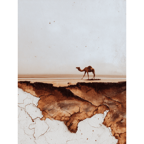 Camel Caravan Desert Landscape Art Print, Canvas Print, suitable for Living Room, Bedroom, Dining Room, Office, Hallway Decor.