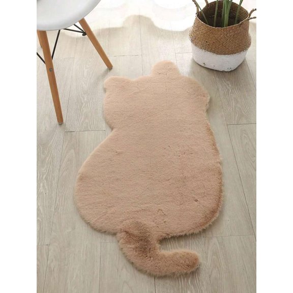 Camel Cat Shaped Fluffy Area Rug for Room Decor