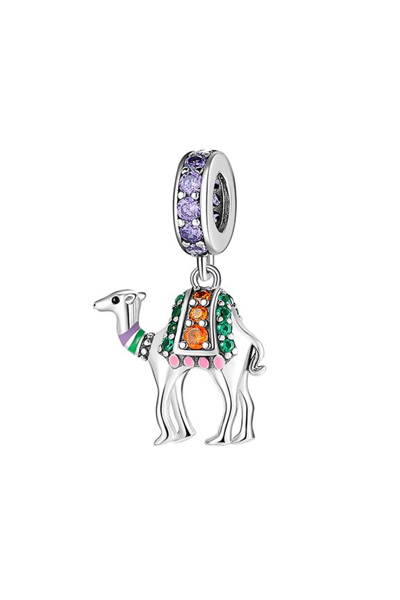 Camel Charm European Bead Multi Color Cz Sterling Silver Ginger Lyne Collection