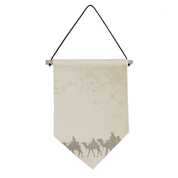 Camel Chinese Painting Silk Road map Canvas Flag Hanging Wall Art Decor Banner