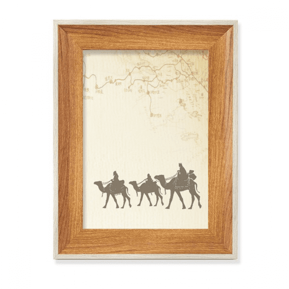 Camel Chinese Painting Silk Road map Desktop Wooden Photo Frame Display Picture Art Painting Multiple Sets