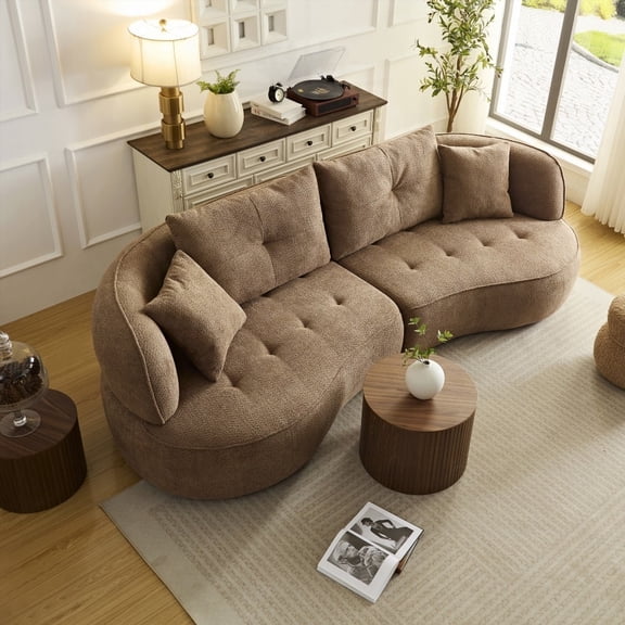 Modern Minimalist Fabric 4-Seat Sofa 220cm with Solid Wood Frame and Durable Cushions