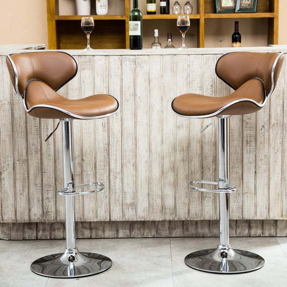 Camel - Colored Airlift Stool Set | 360 - Degree Rotation for Multi - purpose Use | Faux Leather with Foam Comfort | Alleviates Hard - seat Discomfort