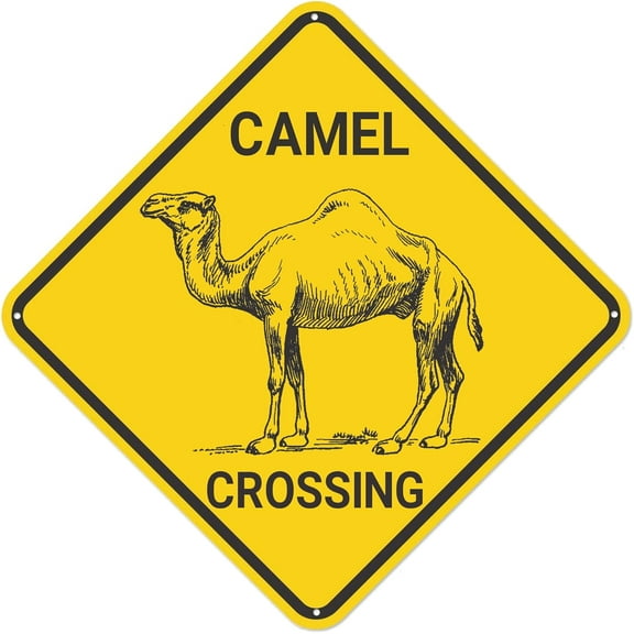 Camel Crossing Sign, Camel Sign Camel Decor Camel Lover Gift, Funny Animal Wall Decor for Home/Farmouse/Yard, Quality Metal Sign 12"x12"