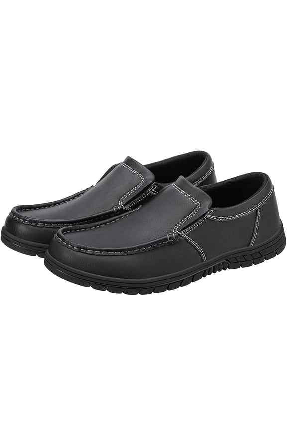 Leather Shoes for Men Loafers Soft Mens Slip on Shoes Casual Comfort Moccasin Daily Flats Driving Lightweight Walking Sneakers Shoes Outdoor Black