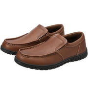 Camel Crown Leather Shoes for Men Loafers Soft Mens Slip on Shoes Casual Comfort Moccasin Daily Flats Driving Lightweight Walking Sneakers Shoes Outdoor Brown