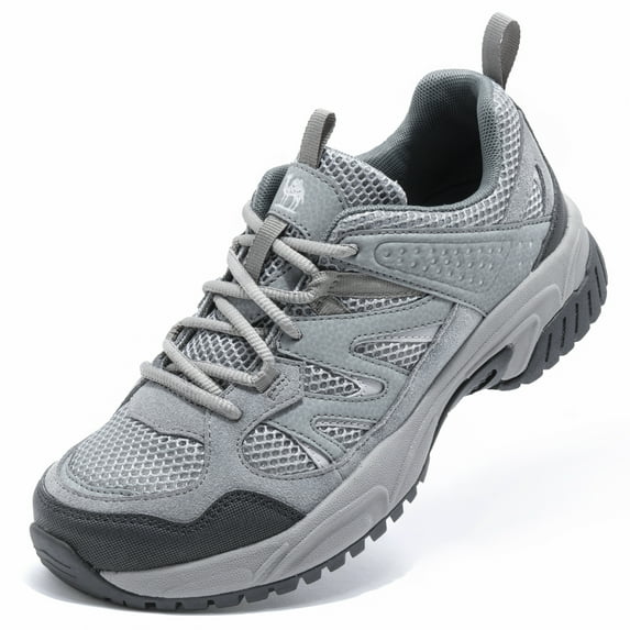 CAMEL Men's Hiking Shoes Breathable Hiker Sneakers Outdoor Athletic Walking Trekking Shoes Light Grey Size 11
