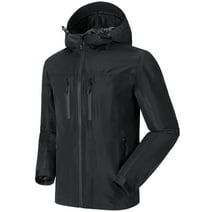 Camel Crown Packable Men's Rain Jacket Lightweight Waterproof Rain Shell Jacket Raincoat with Hood for Golf Cycling Windbreaker Black