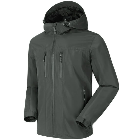 Camel Crown Packable Men's Rain Jacket Lightweight Waterproof Rain Shell Jacket Raincoat with Hood for Golf Cycling Windbreaker Grey