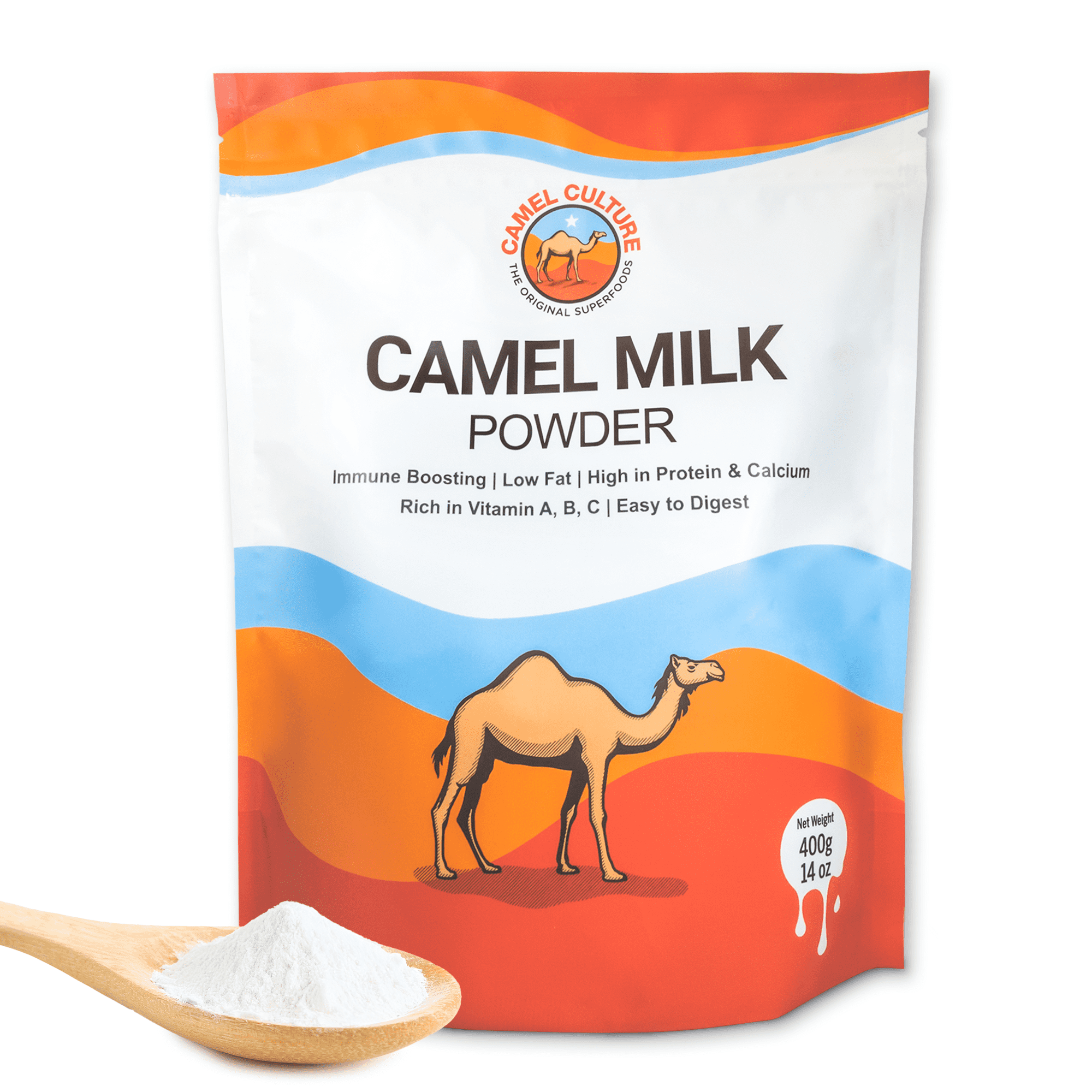 Camel Culture Dry Camel Milk Powder (400 g) – Nutrient Dense, Low Lactose Powdered Milk Packets – Concentrated, Pasteurized Traditional Dairy Alternative - Health Drink Powder for Recipes, Smoothies