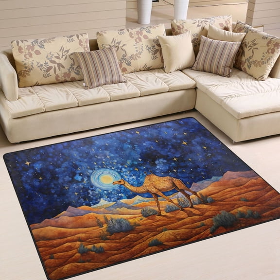 Camel Desert Starry Sky Area Rug Washable 80 x 58 Floor Carpet Mat Non Slip for Bedroom Living Room Home Decor