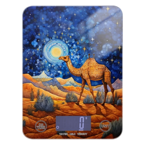 Camel Desert Starry Sky Food Scale Digital Kitchen Scale Waterproof Tempered Glass Tare Function 11 lb for Baking Cooking Meal Prep