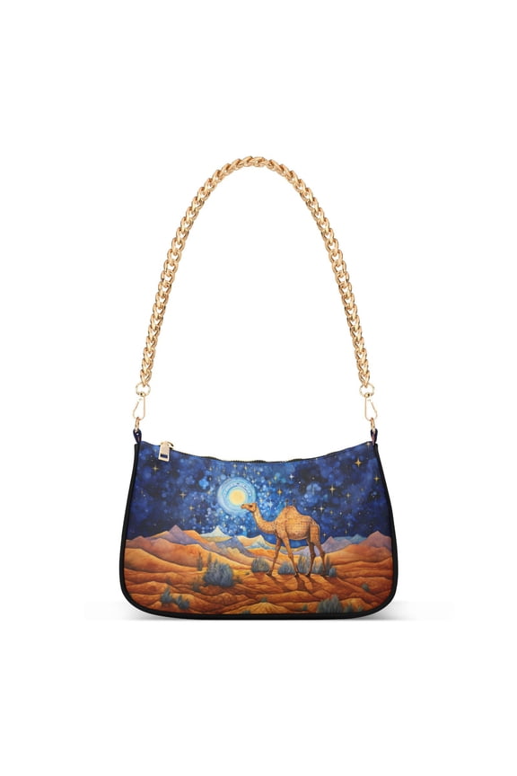 Camel Desert Starry SkyWomen Small Shoulder Bag Crossbody Tote Hobo Bags Purse Clutch Handbags with Chain Strap for Women