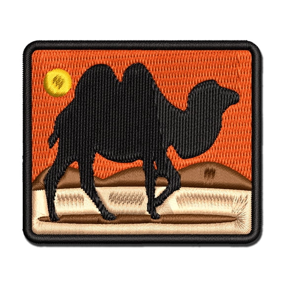 Camel Dromedary Silhouette Applique Multi-Color Embroidered Iron-On Patch - 2.0 Inch Mini