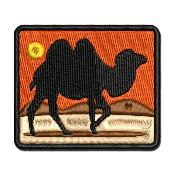 Camel Dromedary Silhouette Applique Multi-Color Embroidered Iron-On Patch - 2.5 Inch Small