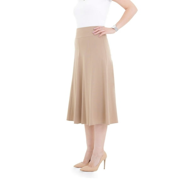 Camel Eight Gore Calf Length Midi Skirt for Every Occasion