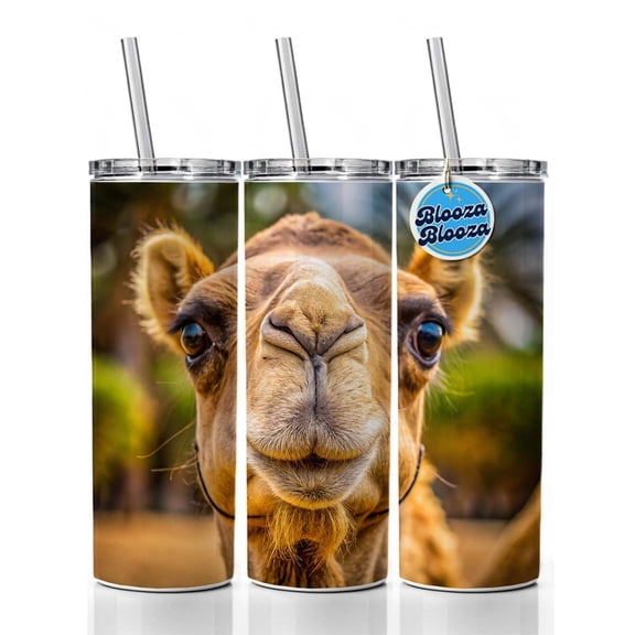 Camel Face 20oz Insulated Water Bottle Skinny Tumbler Includes Straw