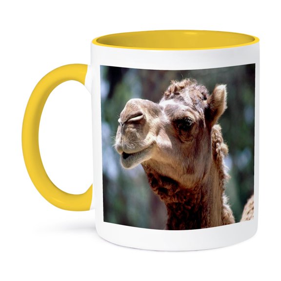 3dRose, Camel Face Cutie, 11oz Two-Tone Yellow Mug