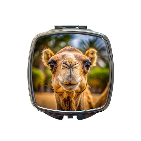 Camel Face Travel Makeup Handbag Purse Small Pocket Compact Mirror