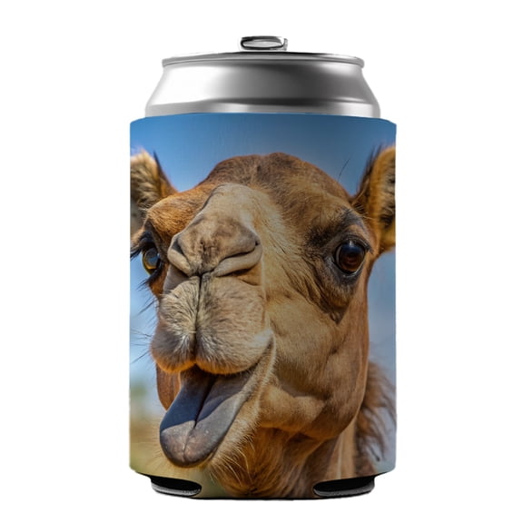 Camel Face With Tongue Sticking Out Drink Beer Soda Insulated Sleeve Holder Can Cooler Hugger