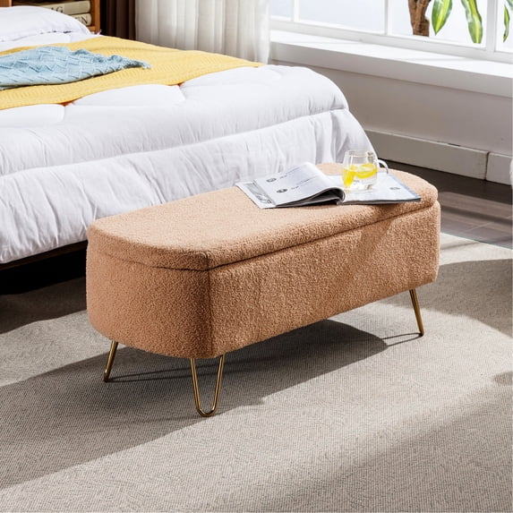 Camel Faux Fur Storage Piece | Sitting & Storing | Next to Bed, Functional Decor