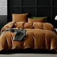 thumbnail image 1 of Camel Flannel Velvet Duvet Cover Queen Size Duvet Cover Bedding Sets, 3pcs Ultra Soft Luxury Textured Modern Crystal Velvet Duvet Covers with Zipper Closure(Camel, Queen), 1 of 13