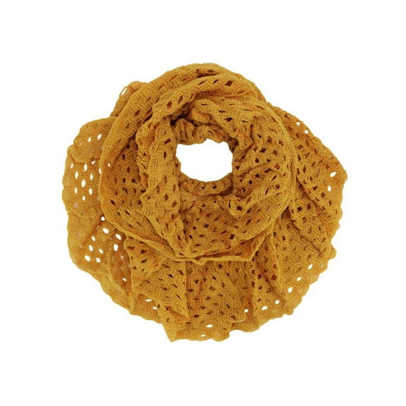 Camel Frilly Crochet Knit Infinity Scarf