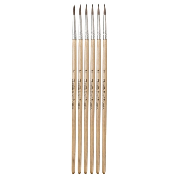 Camel Hair Watercolor Brush, Short Hardwood Handles, Size #2, 12 Packs of 6