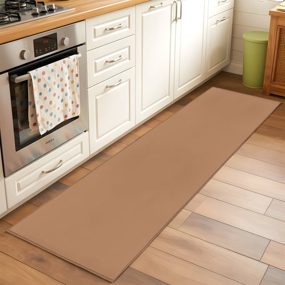 Camel Hallway Washable Runner Rug 2x6 Light Brown Solid Background Autumnal Rustic Farmhouse Low-Profile Area Rugs with Non Slip Backing Indoor Floor Carpet for Entrance Living Room Bedroom