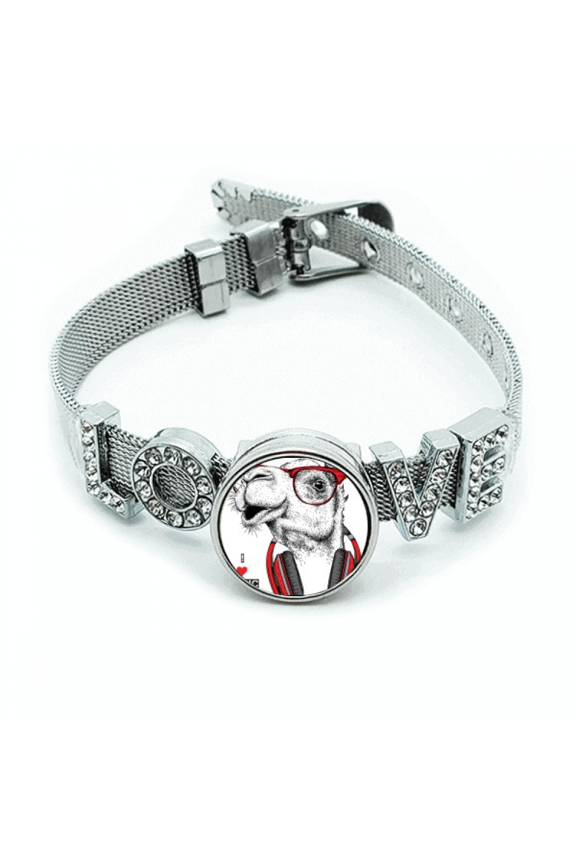 Camel Headset Rock Music Painting Bracelet Wristband Crystal Love Adjustable Bangle