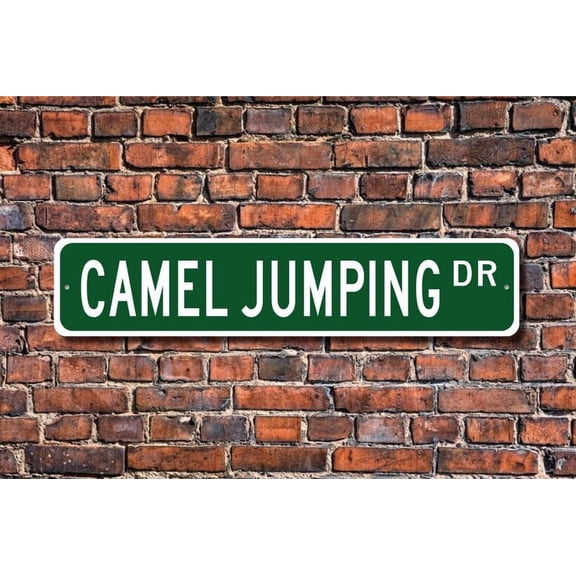 Camel Jumping Camel Jumping Fan Camel Jumping Sign Yemen sport clean jump row of camels Metal Aluminum Sign - Size: 16 x 4 Inches