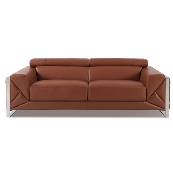 Camel Leather Sofa / Warm-toned Sofa for Inviting Atmosphere