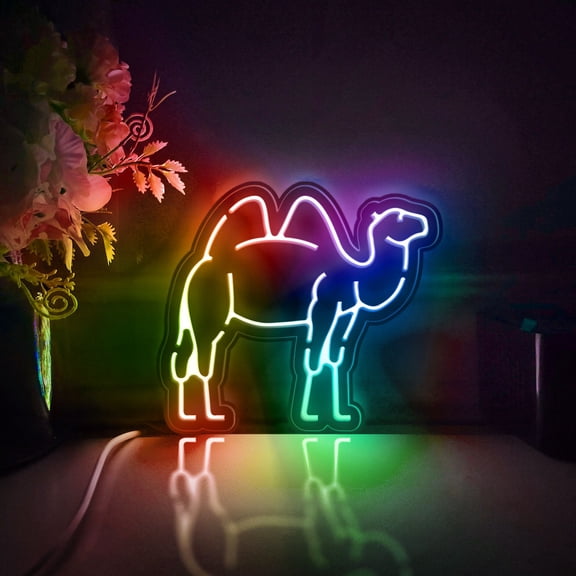 Camel Led Light Box, Dimmable Neon-Like Light Signs USB Power for Wall Decor Bedroom Decoration, Color Flow Effect (WxH) 11"x10"