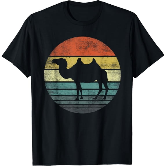Camel Lover Gifts Retro Vintage Zoo Animal Silhouette T-Shirt men and women can wear, black, white, gifts