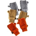 thumbnail image 1 of Camel Orange And Light Grey Button Fingerless Knit Gloves Set Of 3, 1 of 1