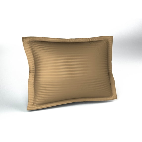 Camel Pillow Shams Standard Size Decorative Sateen Striped Pillow Case with Envelope Closer, Solid Tailored Pillow Cover, Poly Cotton 300tc