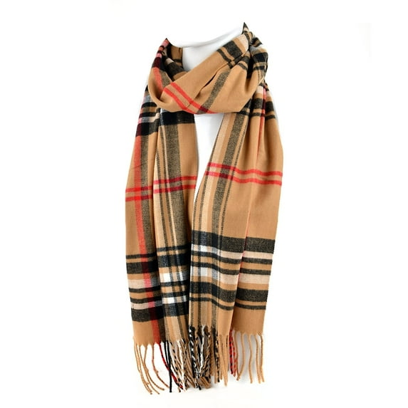 Camel Plaid Fall/Winter Scarf for Men & Women-Plaid Color Soft Feels Acrylic Scarves