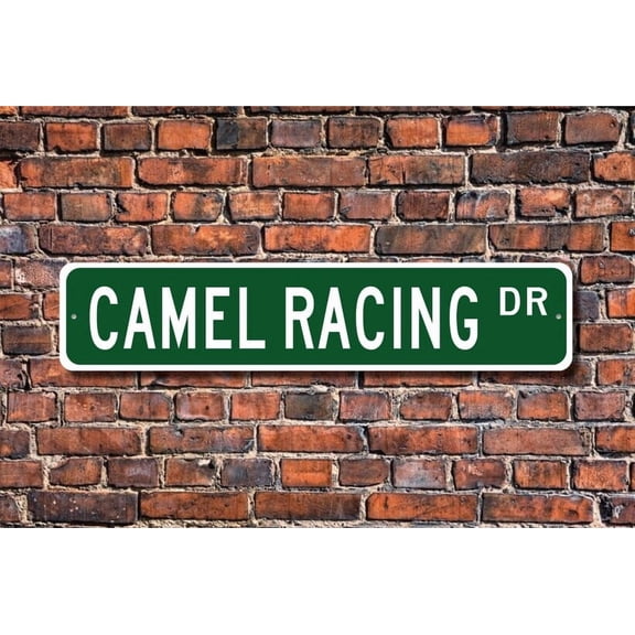 Camel Racing Camel Racing Fan Camel Racing Sign Camel Racing decor camel race with jockeys Metal Aluminum Sign - Size: 16 x 4 Inches