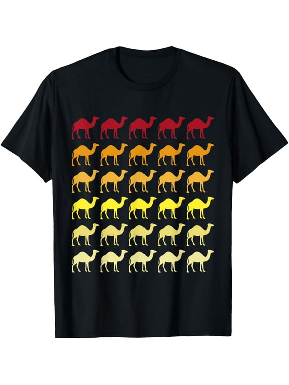 Camel Retro Animal Pattern T-Shirt men and women can wear, black, white, gifts