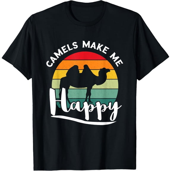 Camel Retro Vintage Camels Makes Me Happy Camel Lover T-Shirt