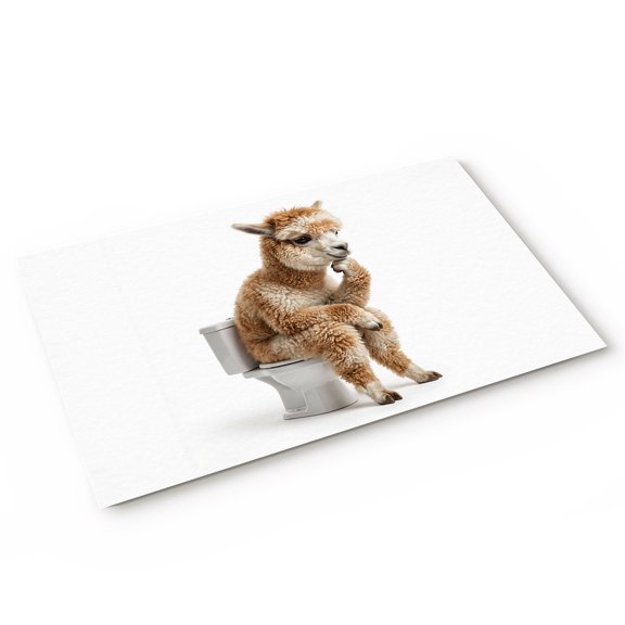 Camel Sitting on The Toilet Thinking Door Mat Abstract Funny Animal Non Slip Absorbent Entrance Mat Washable Low Profile Indoor Doormat for Front Door Entryway Entry 16"x24"