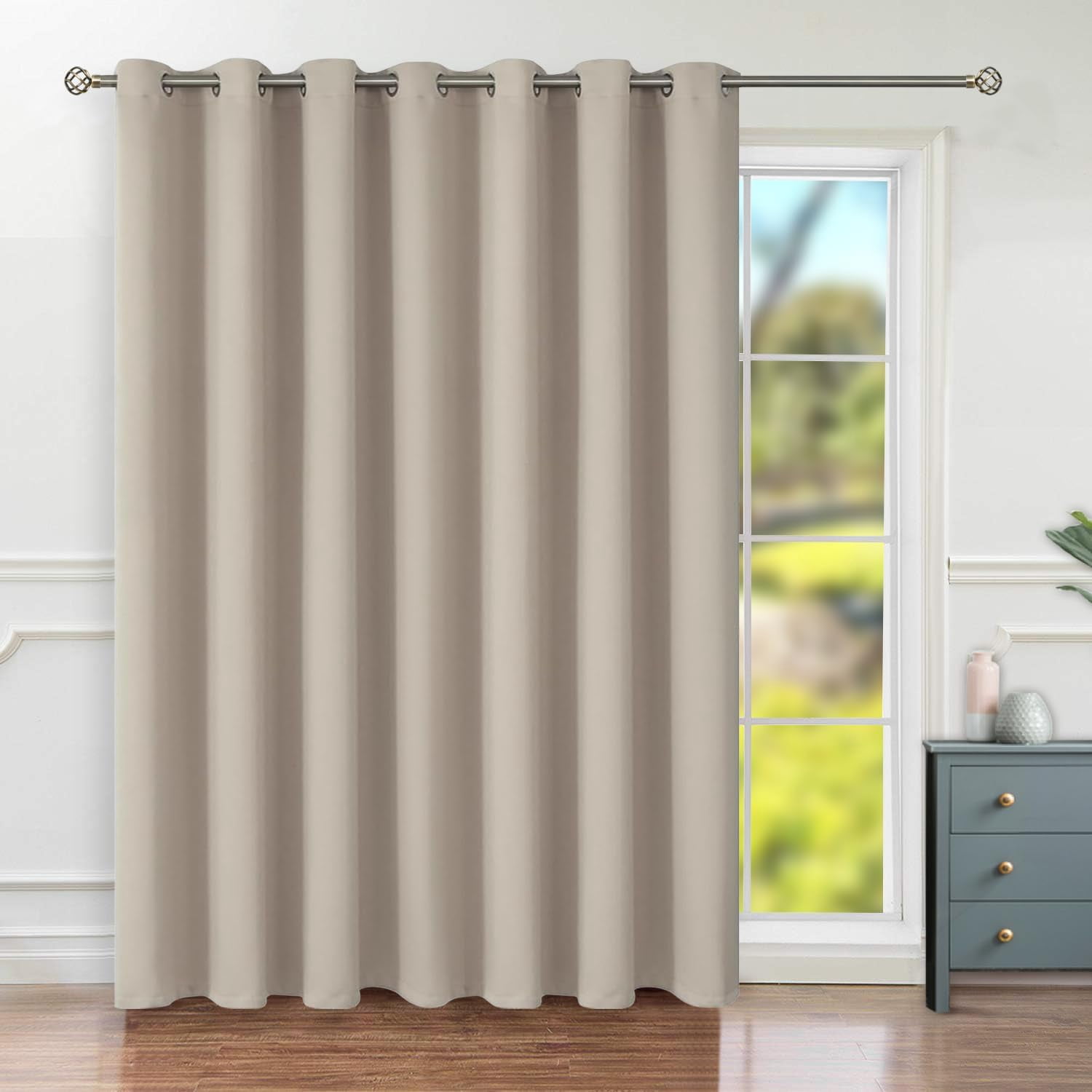 Camel Sliding Door Curtain 96 Inch Long - Wide Room Darkening Room ...