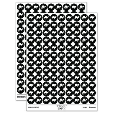 Camel Solid 200+ Round Stickers - Black - Gloss Finish - 0.50" Size