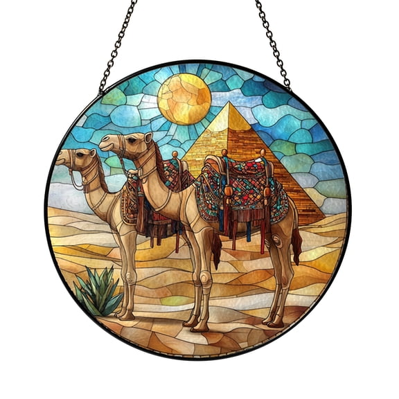 Camel Stained Glass Window Panel – Decorative Window Accent