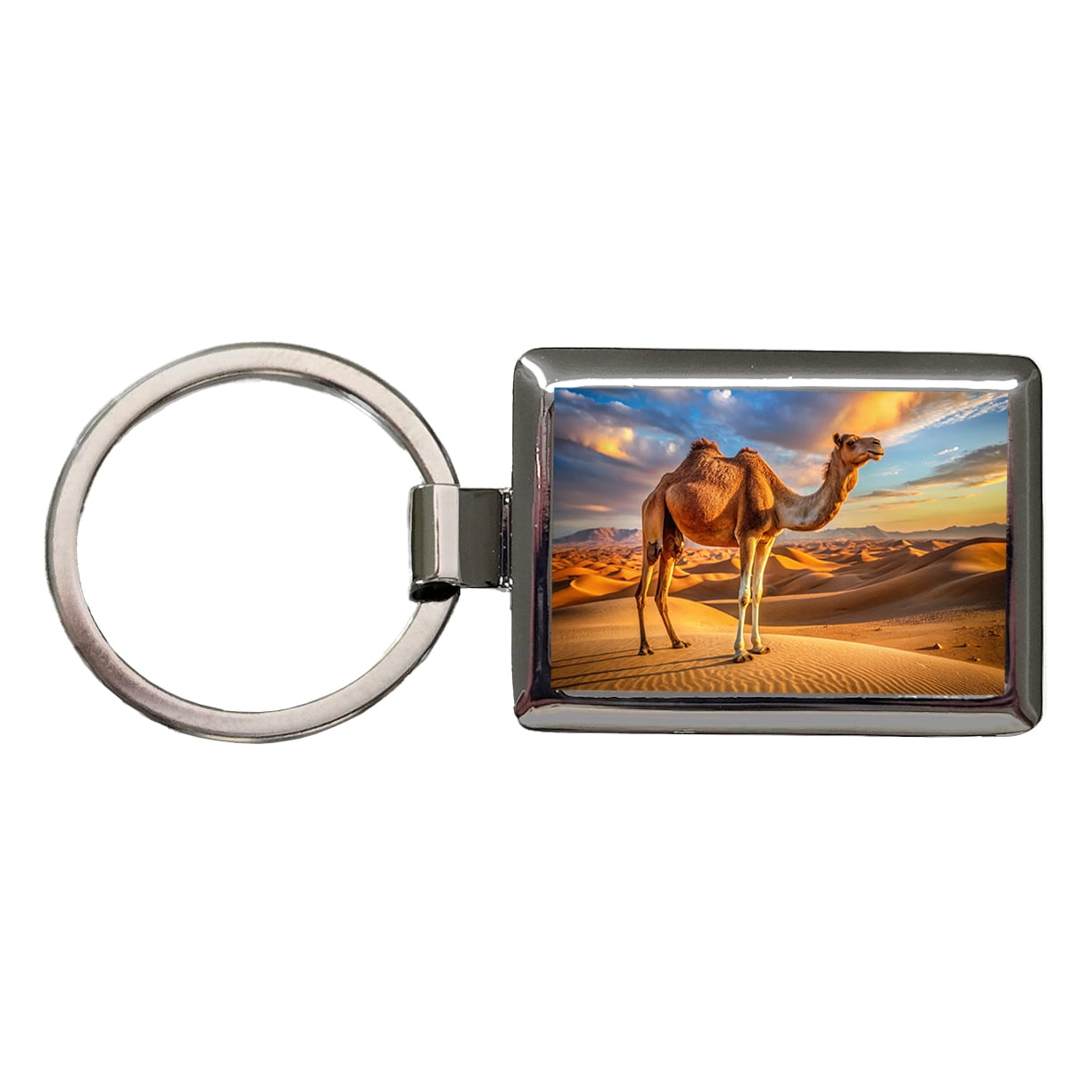 Camel Standing In Desert Metal Rectangle Keychain - Walmart.com