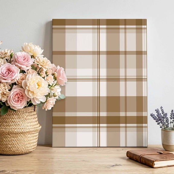 Camel Stripes Canvas Wall Art for Living Room, Brown Striped Lines Beige Blocks Rustic Vintage Poster Print Painting for Bedroom Office Home Decoration Wall Pictures Prepare To Hang 22"x28"