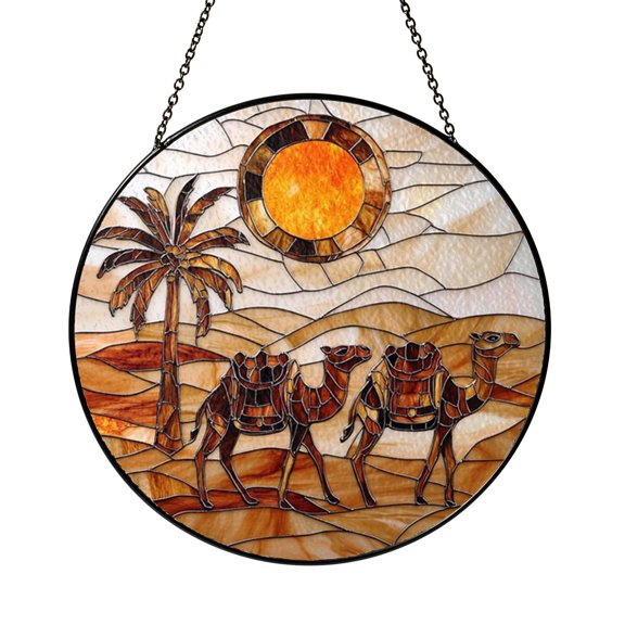 Camel Sunset Desert Glass Suncatcher – Window Decor2101