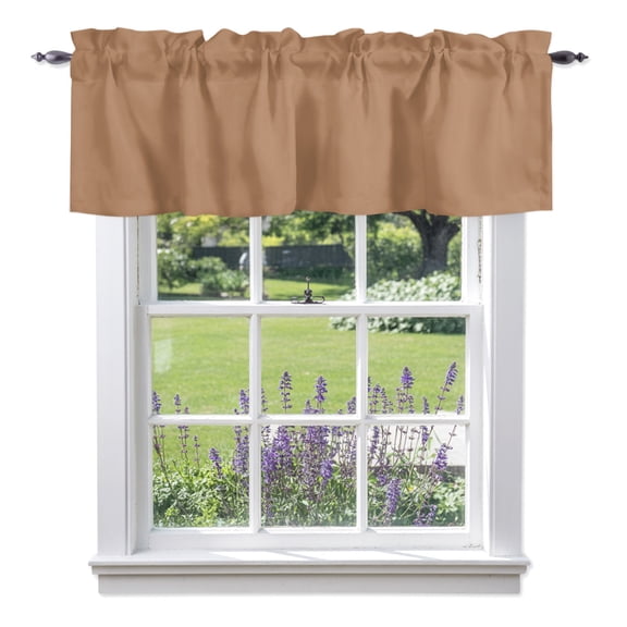 Camel Valances for Windows, Light Brown Solid Background Autumnal Rustic Farmhouse Valance Window Treatment Rod Pocket Short Curtains Valances for Kitchen Bathroom 42"W x 12"L