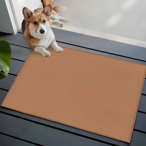 Camel Washable Entry Rug 2x3 Light Brown Solid Background Autumnal Rustic Farmhouse Low-Profile Area Rugs with Non Slip Backing Indoor Floor Carpet for Entrance Living Room Bedroom Home Office