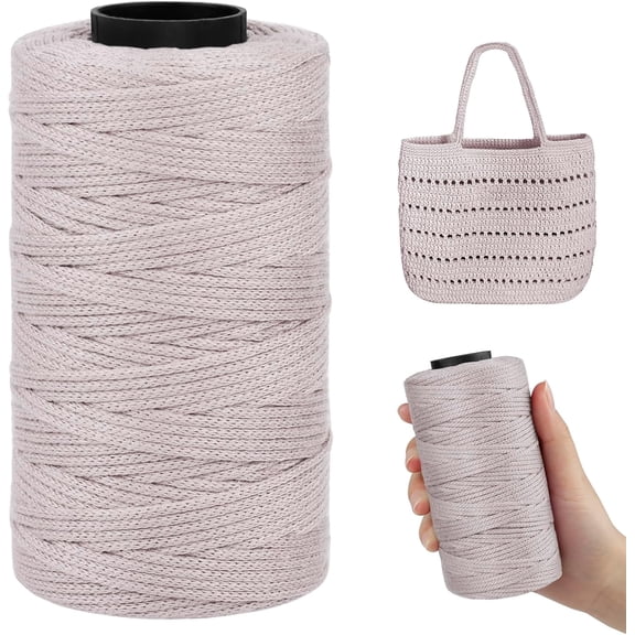 Camel White Cotton Yarn for Crocheting Flat 2.5mm Macrame Cord 164 Yards Soft Braided Bags, Baskets, Hats, Wall Hangings, DIY Crafts x yards